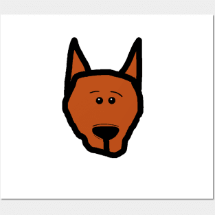 miniature pinscher red SD cartoon head Posters and Art